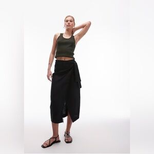 Mango Linen Wrap Skirt